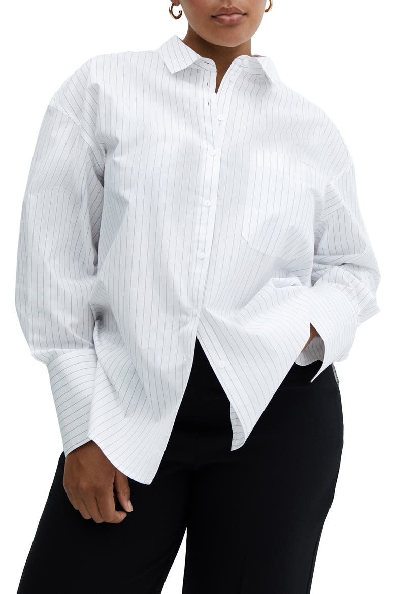 Stripe Cotton Button-Up Shirt, Alternate, color, OFF WHITE