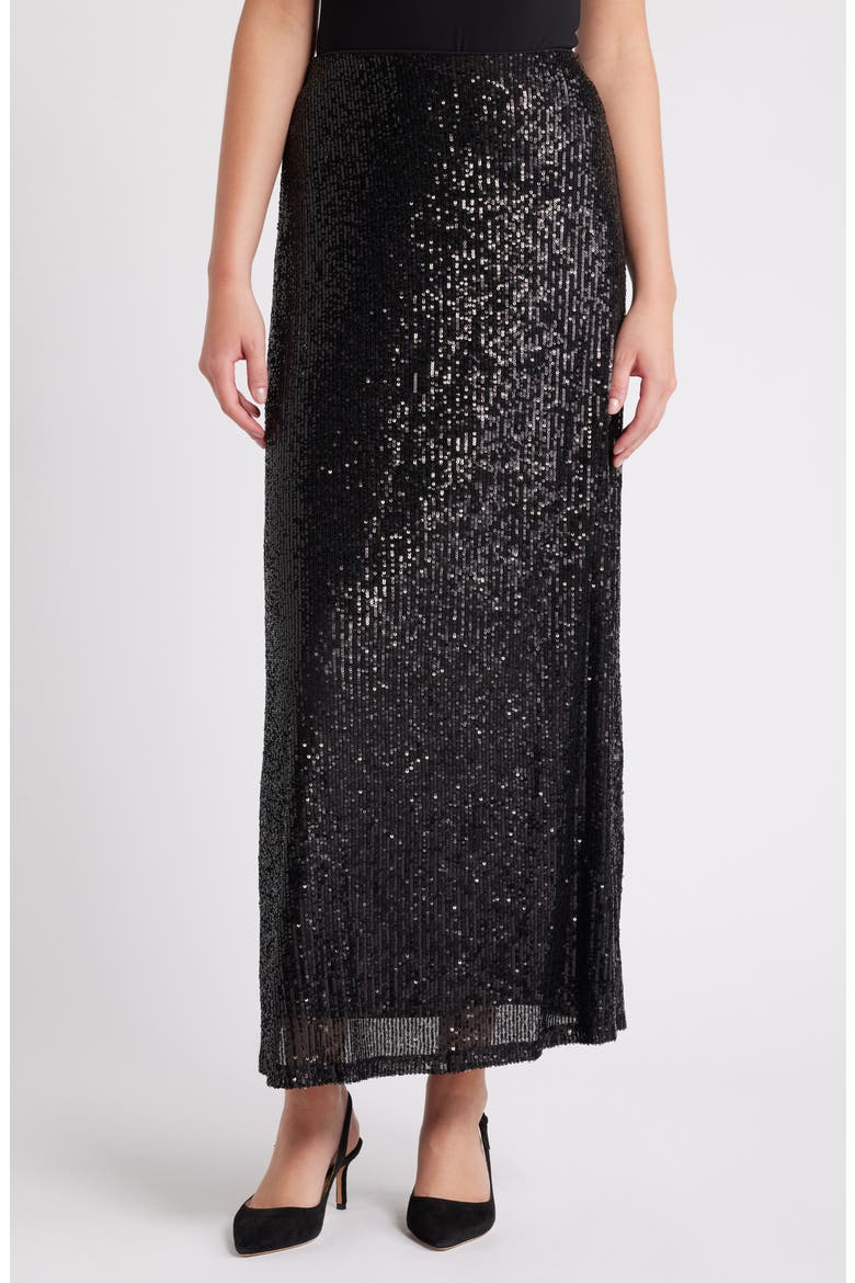 Sequin Maxi Skirt, Main, color, ANNE BLACK