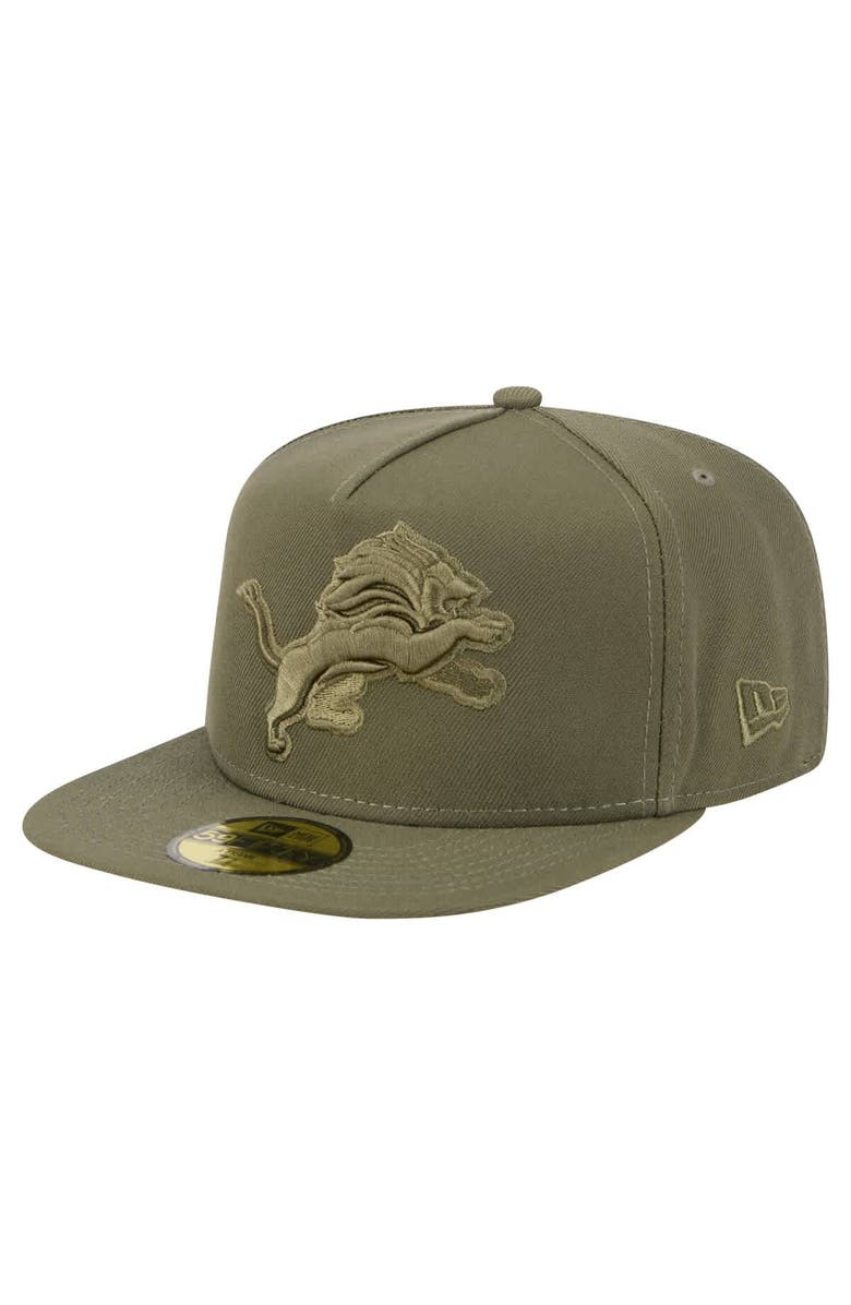 New Era Men's New Era  Olive Detroit Lions Color Pack A-Frame 59FIFTY Fitted Hat, Alternate, color, Olive