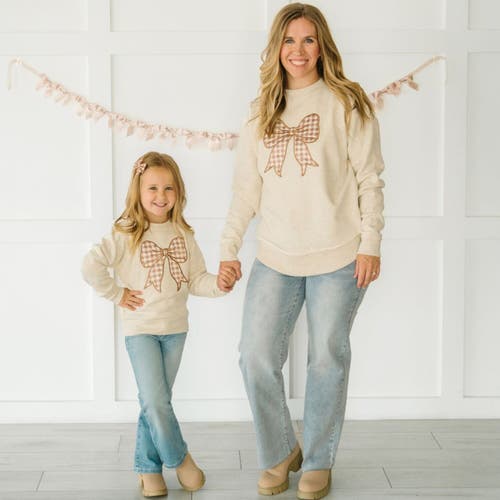 Sweet Wink Gingham Bow Patch Sweatshirt In Neutral