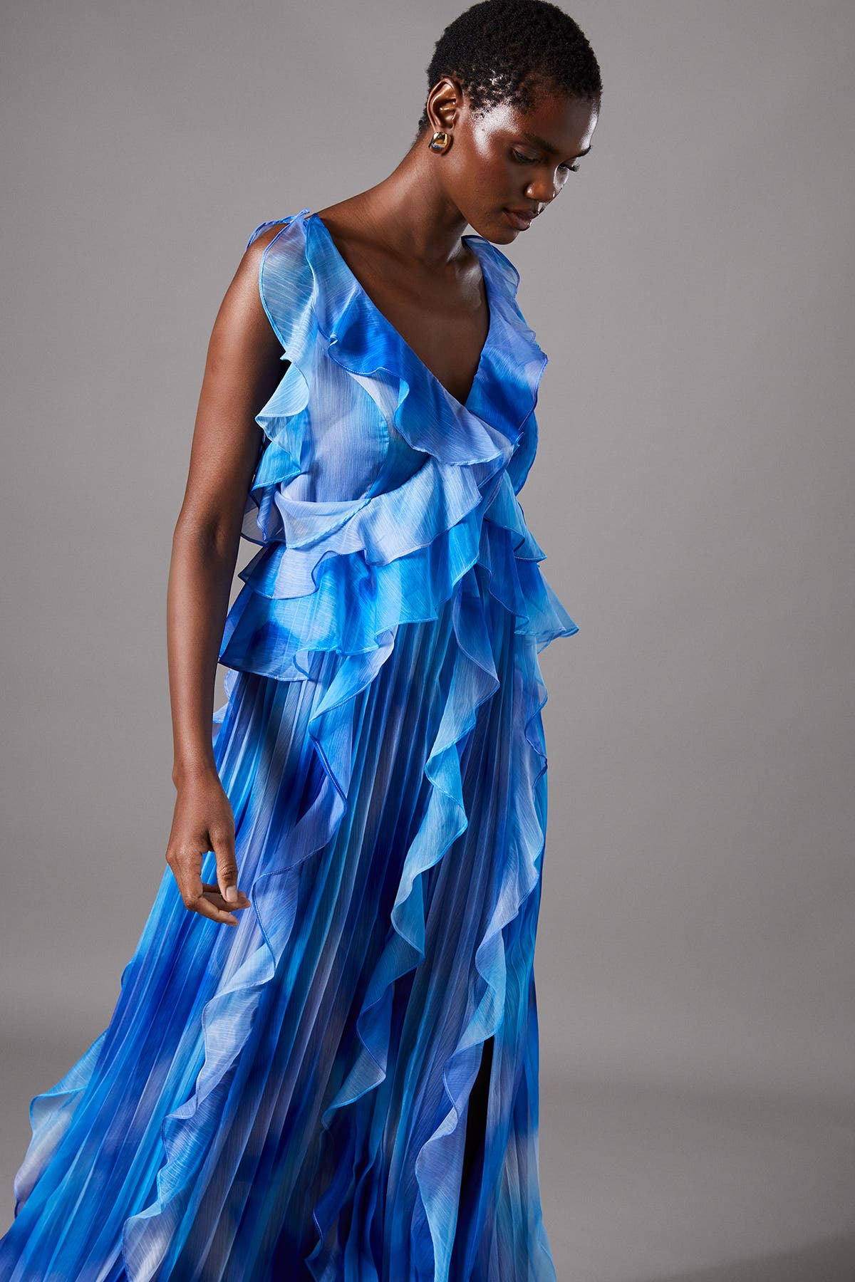 Sleeveless V-Neck Chiffon Maxi Dress - image 2