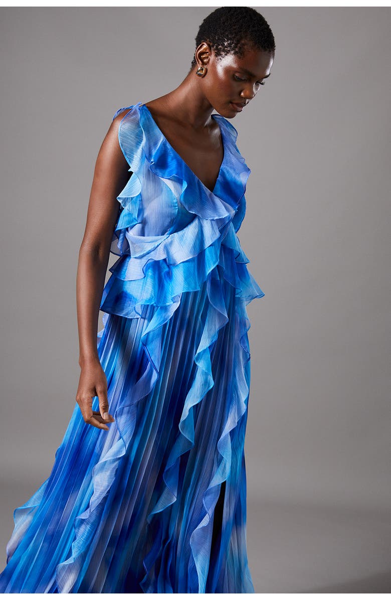 Coast Sleeveless V-Neck Chiffon Maxi Dress, Alternate, color, Blue