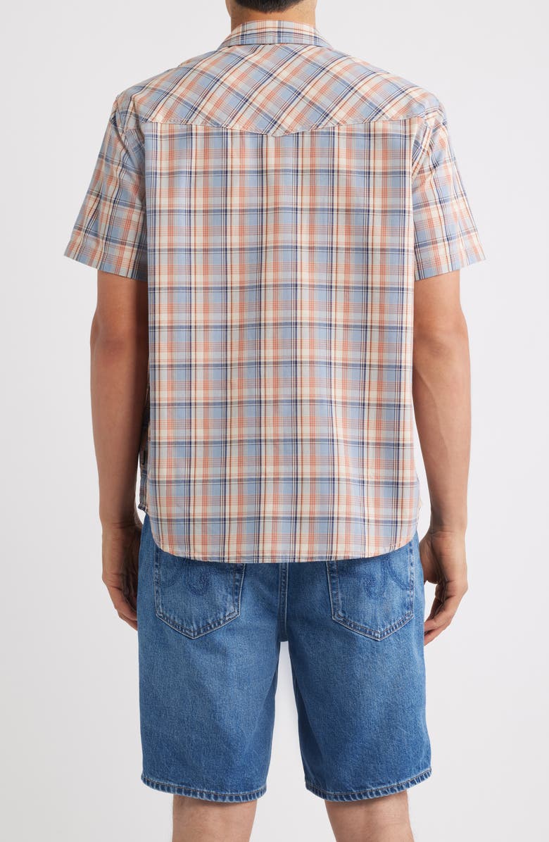 Brixton The Breezy Wayne Plaid Short Sleeve Shirt, Alternate, color, Blue Multi Plaid