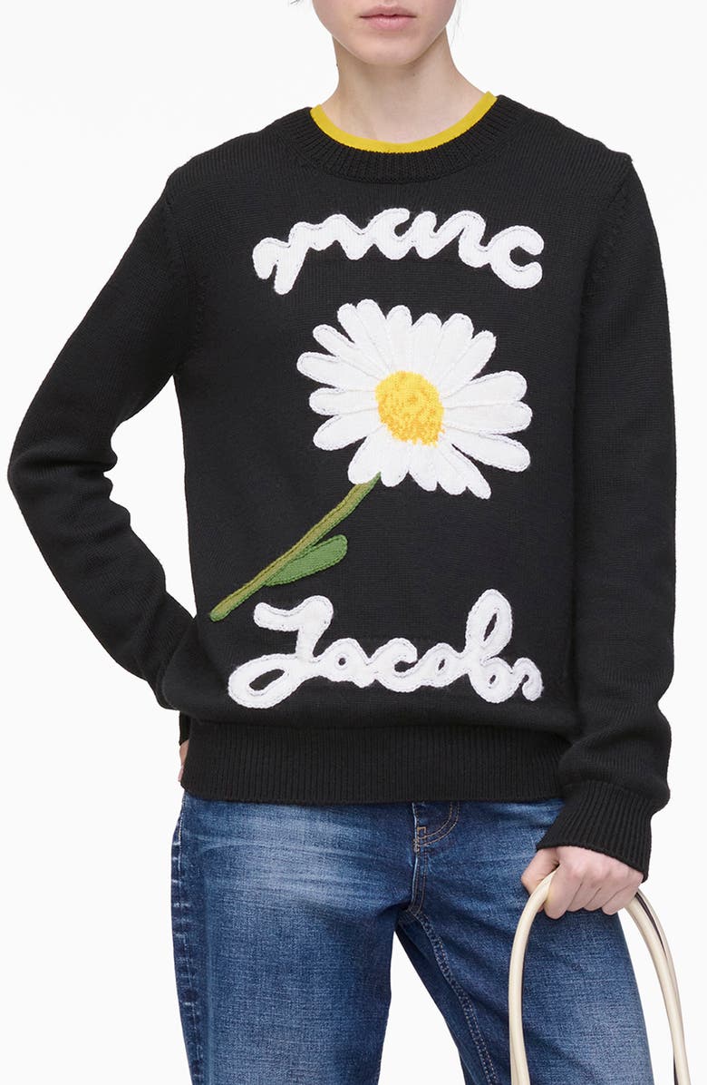 Marc Jacobs Marc Is Joy Jacquard Merino Wool Crewneck Sweater, Main, color,