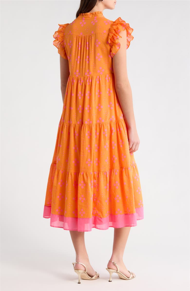 SUGARLIPS Donna Dot Mirna Tiered Midi Dress, Alternate, color, Orange-Pink