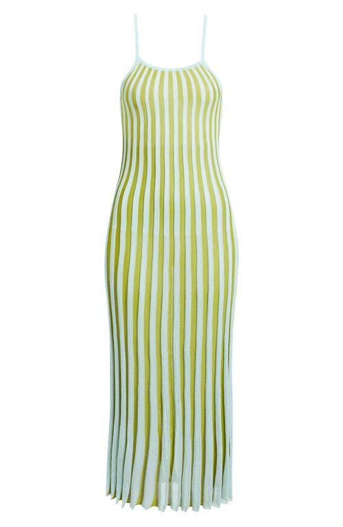 Solid & Striped The Kaylee Rib Cover-up Dress In Sky/chartreuse Stripe