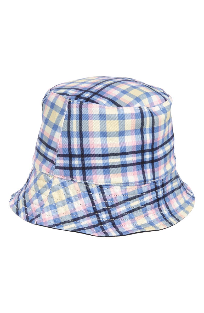 Kate Spade New York garden plaid reversible cotton bucket hat, Main, color, 