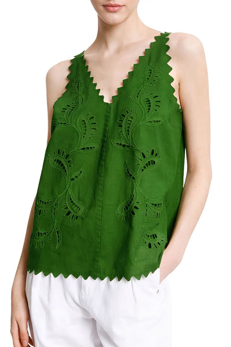 Cotton Top With Cutwork Embroidery, Main, color, Matcha