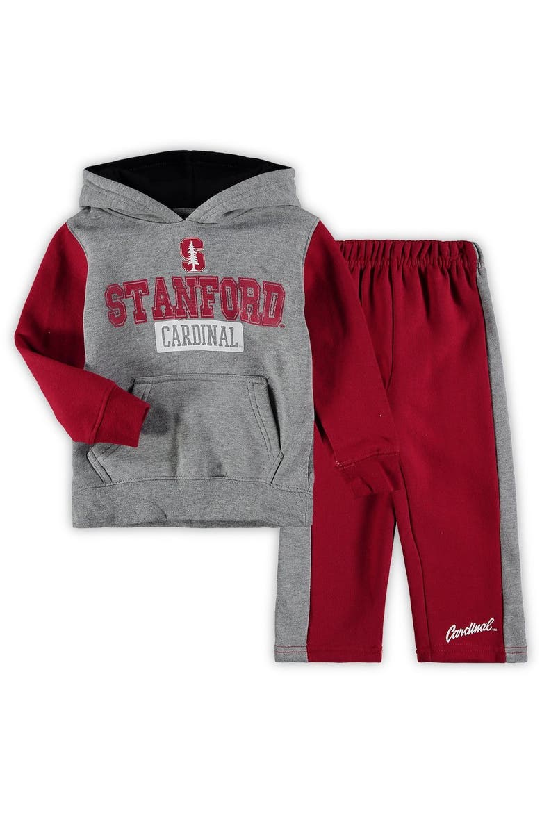 Toddler Colosseum Heathered Gray/Cardinal Stanford Cardinal Back To School Fleece Hoodie And Pant Set, Main, color, Heather Gray
