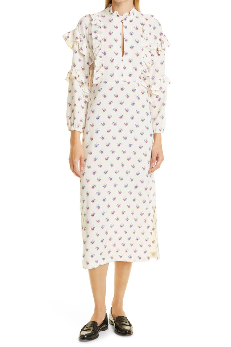 Ahadi Floral Long Sleeve Midi Dress, Main, color, FANNIK FLOWER