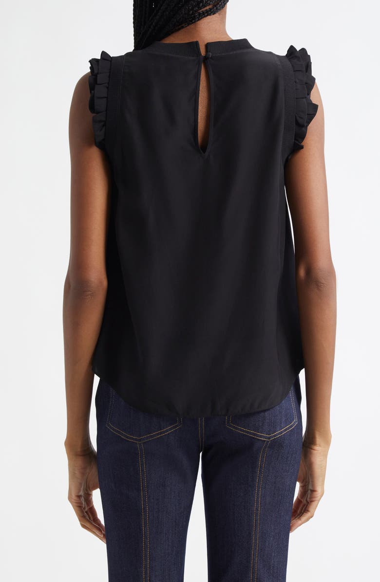 Cinq à Sept Lenore Ruffle Sleeve Silk Top, Alternate, color, Black