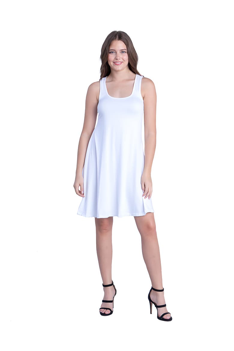 Sleeveless A-Line Fit and Flare Skater Dress, Main, color, White