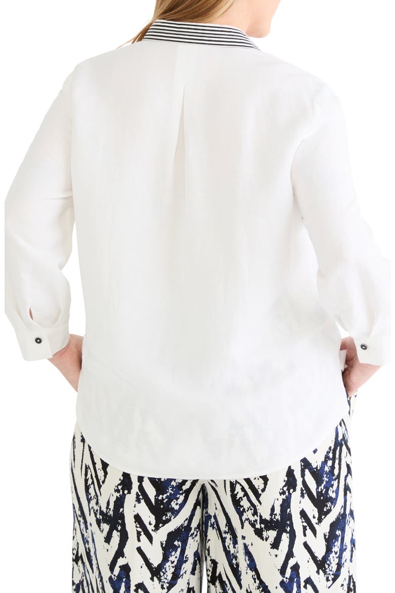 Stripe Trim Linen Blend Shirt, Alternate, color, PAPER WHITE