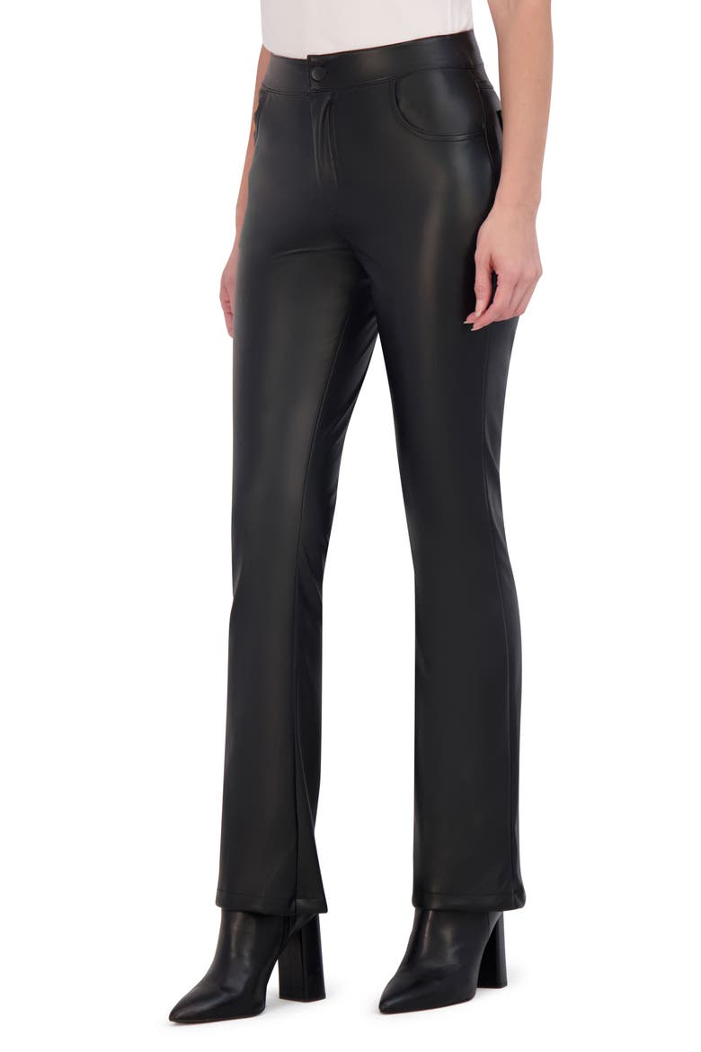 Faux Leather Bootcut Pants, Alternate, color, BLACK