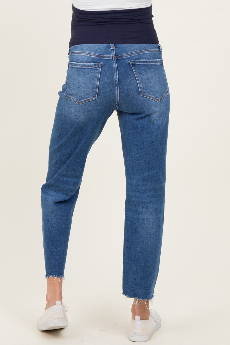 Frayed Hem Cropped Straight Leg Maternity Jeans, Alternate, color, Blue