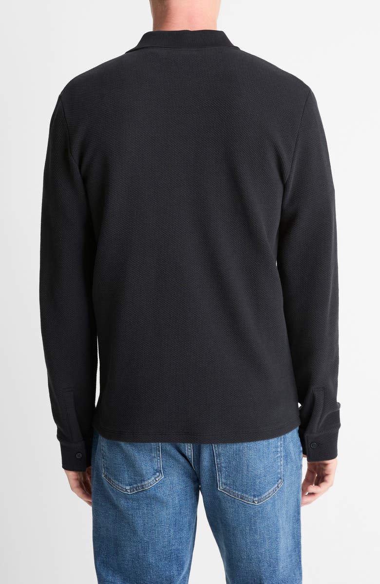 Vince Long Sleeve Basketweave Polo, Alternate, color, Coastal
