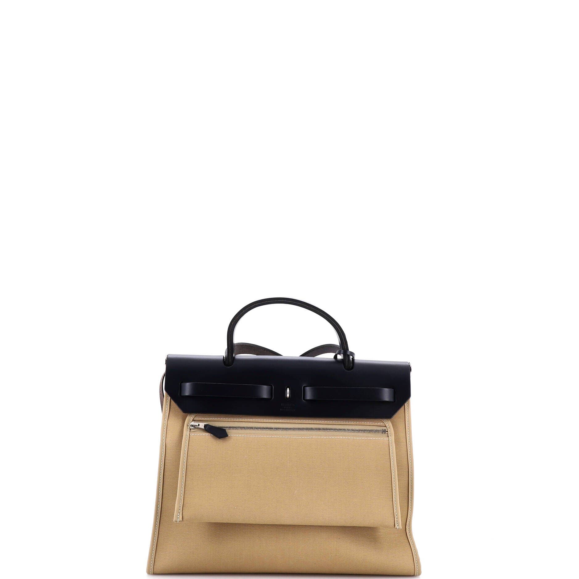 Pre-Owned Hermes Herbag Zip Leather and Toile 31, Alternate, color, Trench