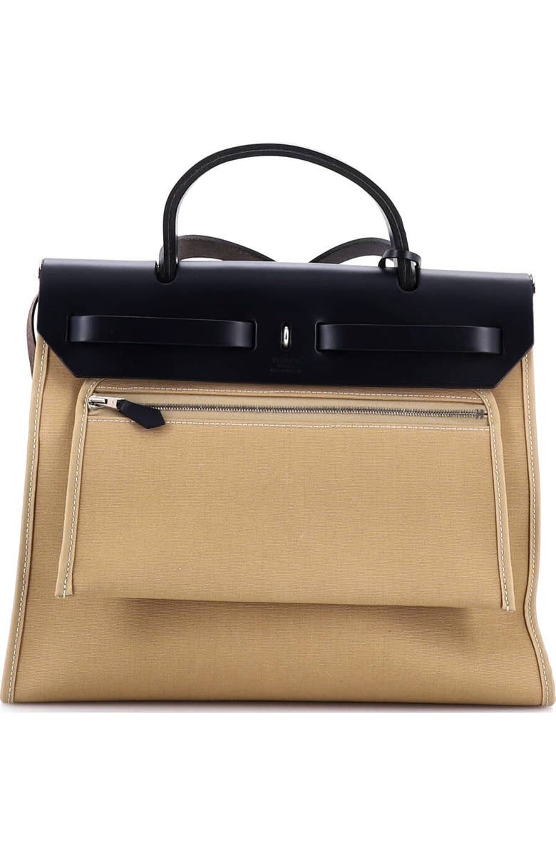 Pre-Owned Hermes Herbag Zip Leather and Toile 31, Alternate, color, Trench