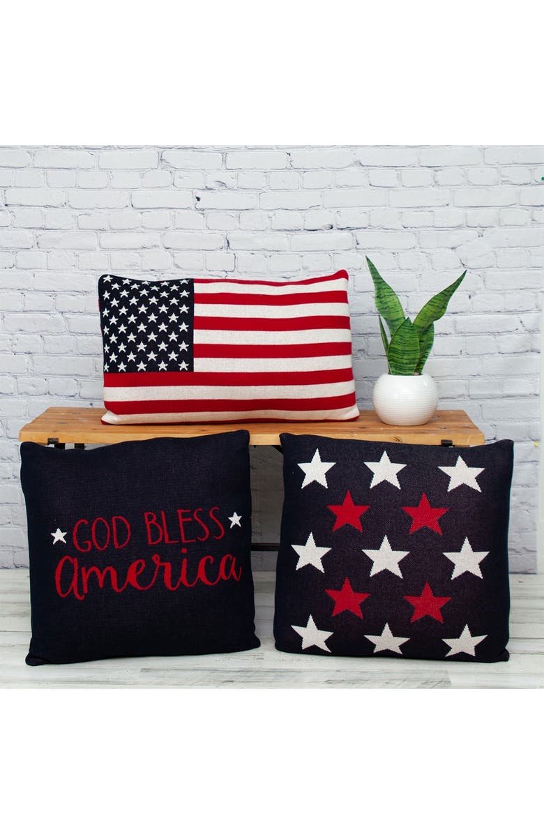 PARKLAND COLLECTION Stars Transitional Navy Blue Throw Pillow, Alternate, color, Navy Blue