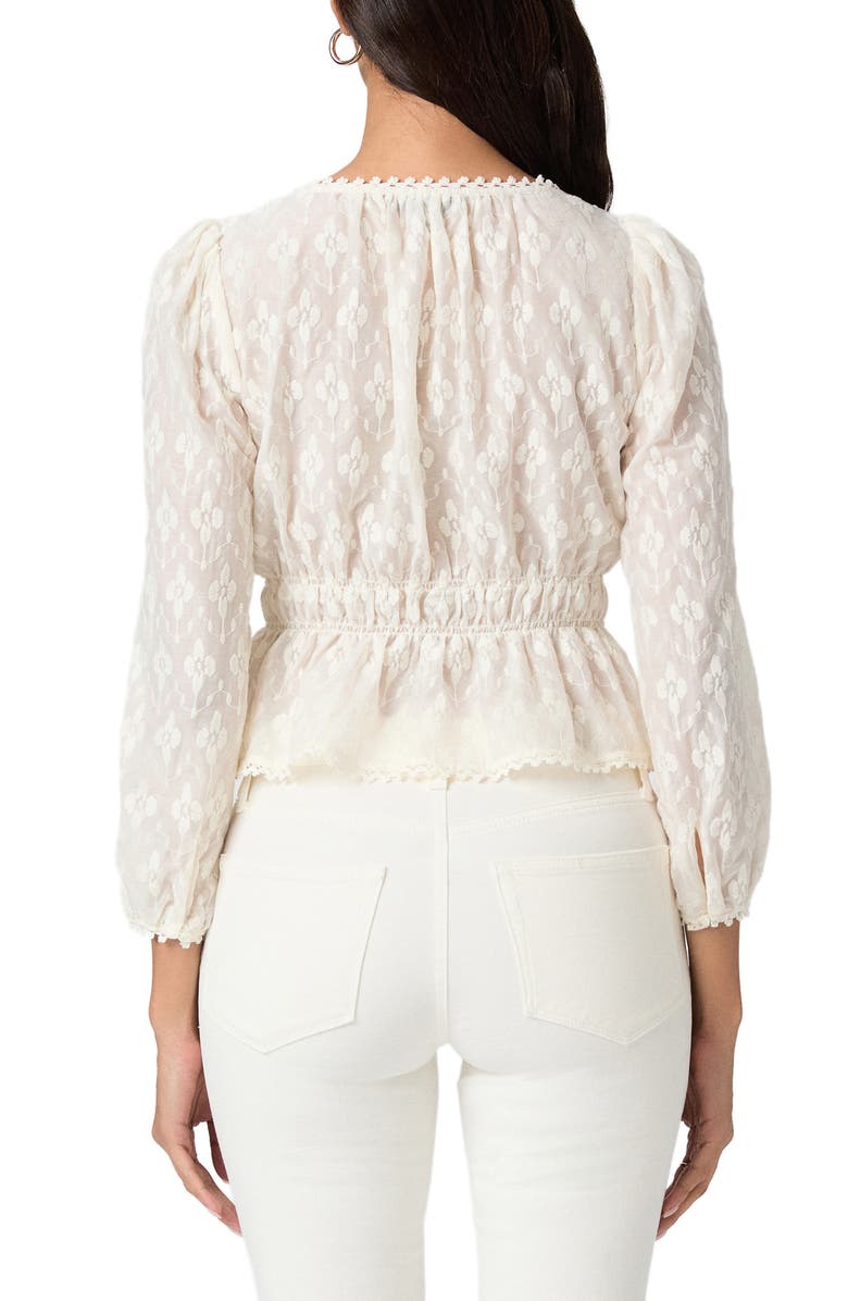 PAIGE Jay Floral Burnout Button-Up Peplum Top, Alternate, color, Antique White