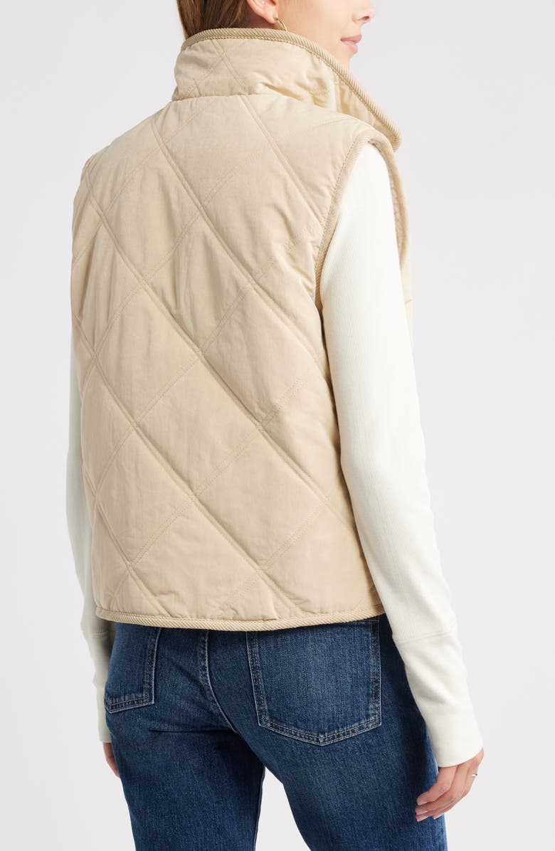 Treasure & Bond Faux Shearling Quilted Reversible Vest, Alternate, color, Beige Castle