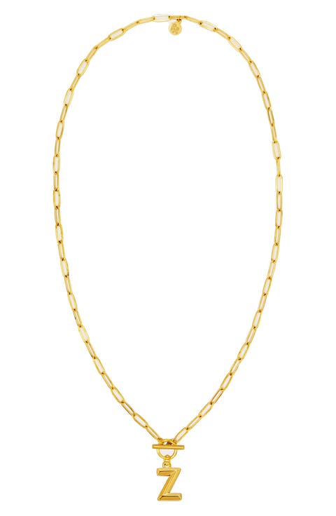 Paper Clip Initial Toggle Necklace