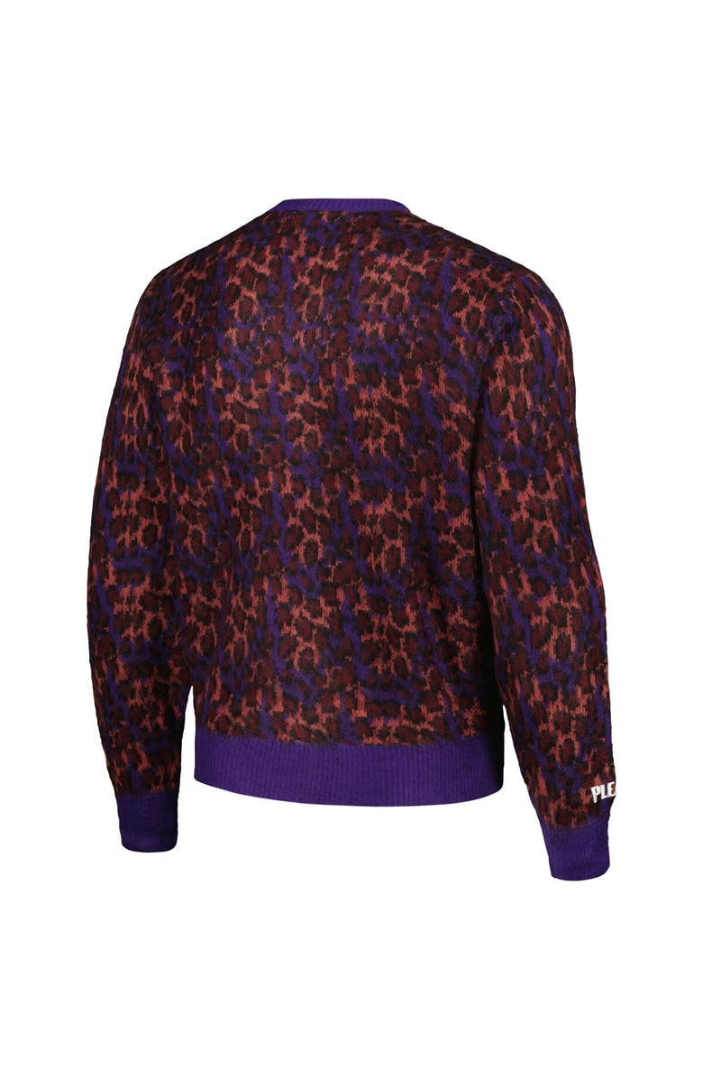 PLEASURES Men's PLEASURES Purple Chicago Cubs Cheetah Cardigan Button-Up Sweater, Alternate, color, 