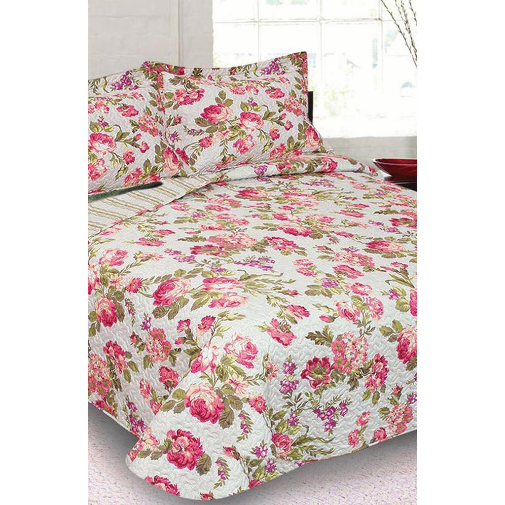Luxury Home Floral Print Microfiber Quilt Set