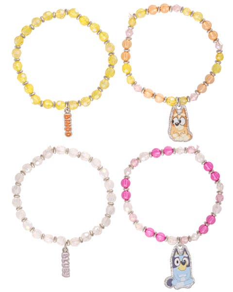 Bluey Bingo Bracelets 4-piece Set Official License, Beaded