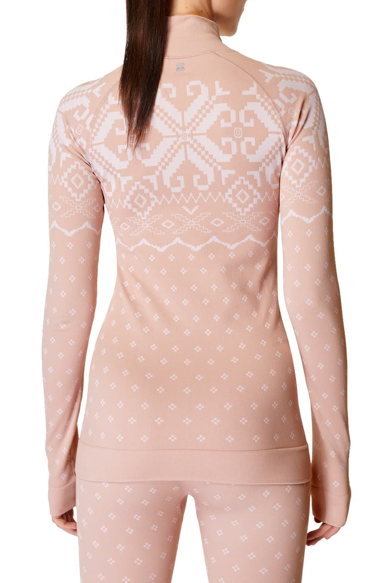 Fair Isle Jacquard Base Layer Top, Alternate, color, DECO BEIGE