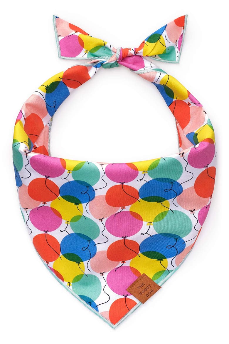 Pup Pup And Away Dog Bandana, Main, color, WHITE/ RAINBOW MULTI