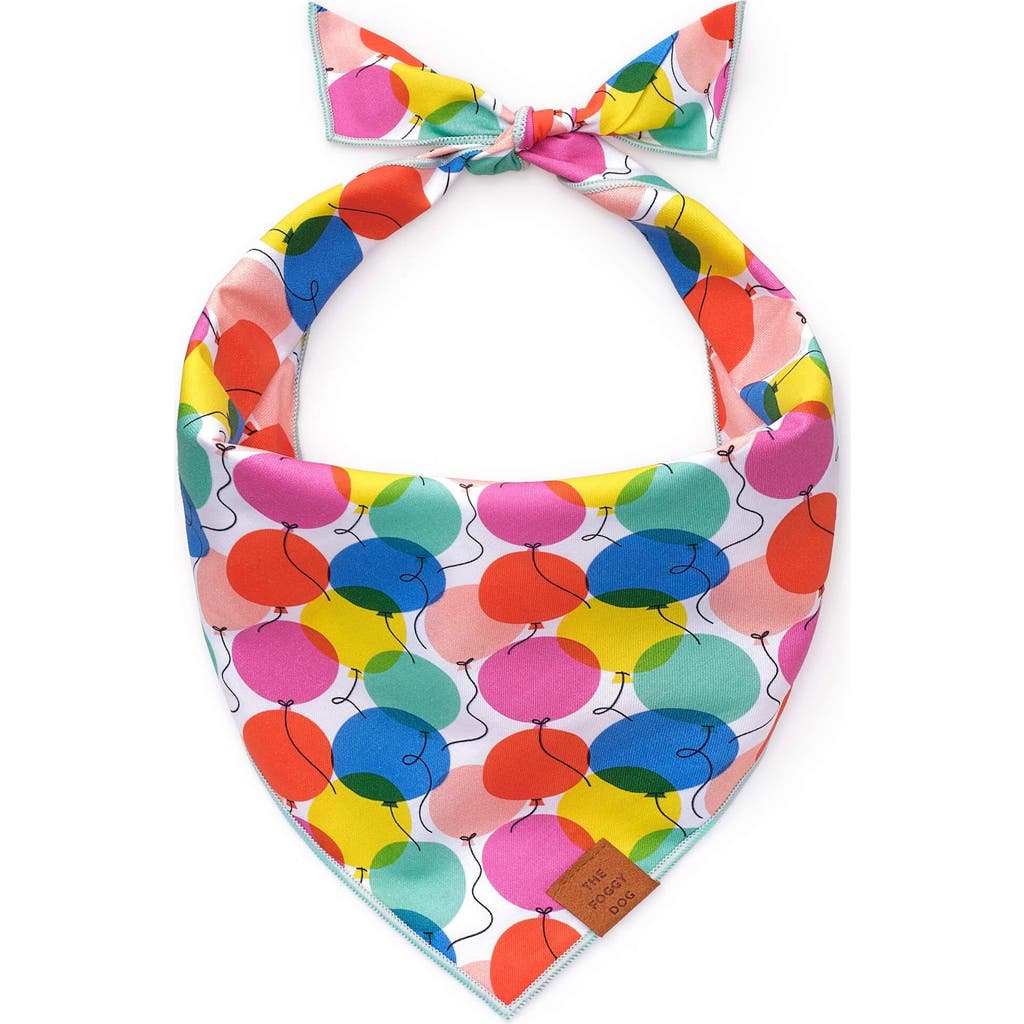 The Foggy Dog Pup Pup And Away Dog Bandana in White/Rainbow Multi at Nordstrom, Size Large