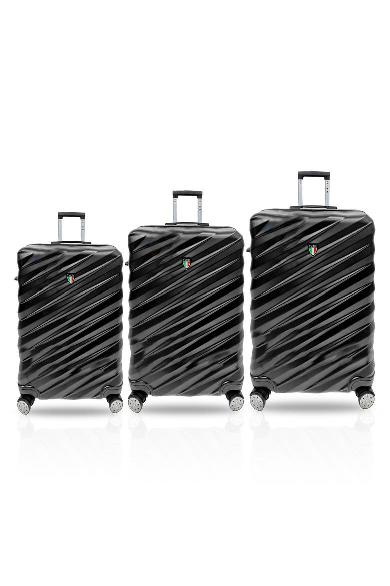 Storto Hardshell 3-Piece Spinner Luggage Set, Main, color, BLACK