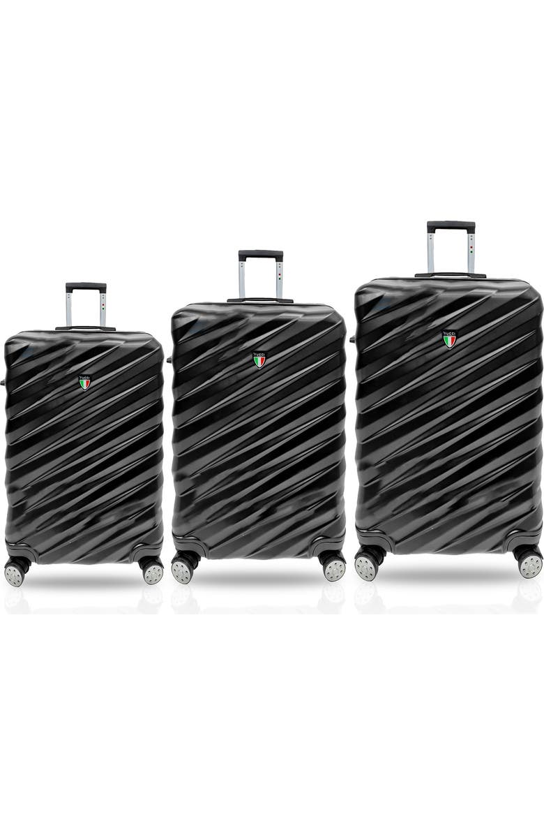 TUCCI Storto Hardshell 3-Piece Spinner Luggage Set, Main, color, Black
