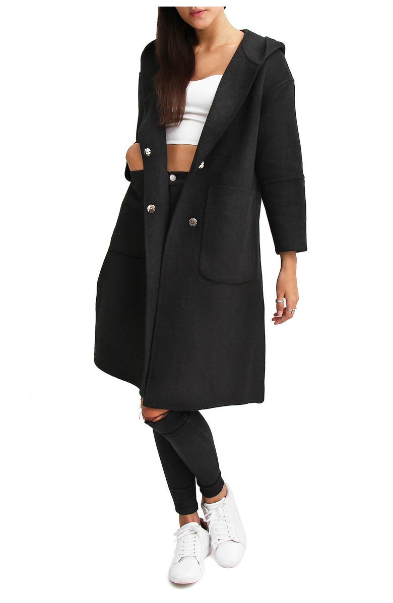 Belle & Bloom Walk This Way Wool Blend Oversized Coat, Alternate, color, Pure Black