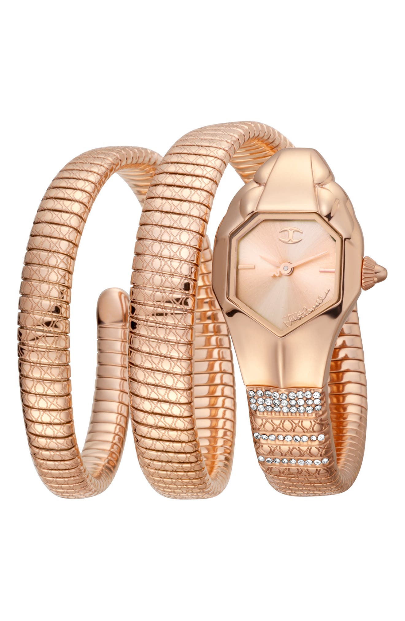 Glam Snake Wraparound Bracelet Watch, 22mm