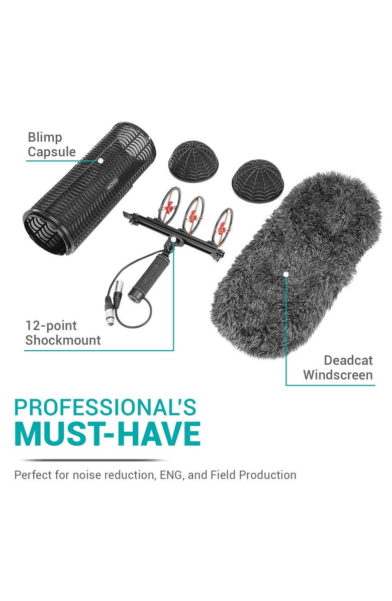 MOVO BWS1000 Blimp Wind & Vibration Protection System for Shotgun Microphones, Alternate, color, Black