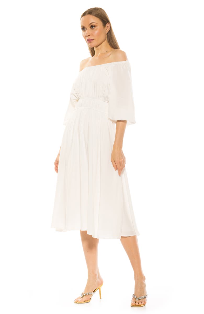Alexia Admor Emily Balloon Sleeve Fit & Flare Midi Dress, Alternate, color, Ivory