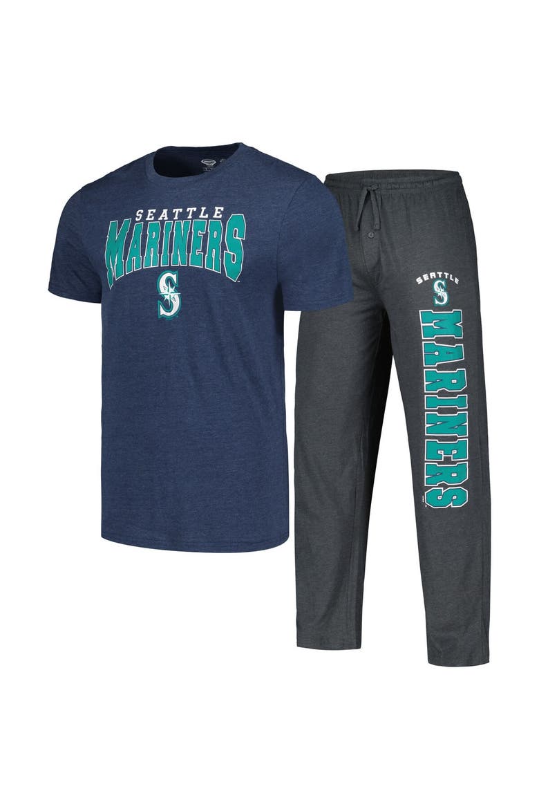 Men's Concepts Sport Charcoal/Navy Seattle Mariners Meter T-Shirt & Pants Sleep Set, Main, color, Charcoal