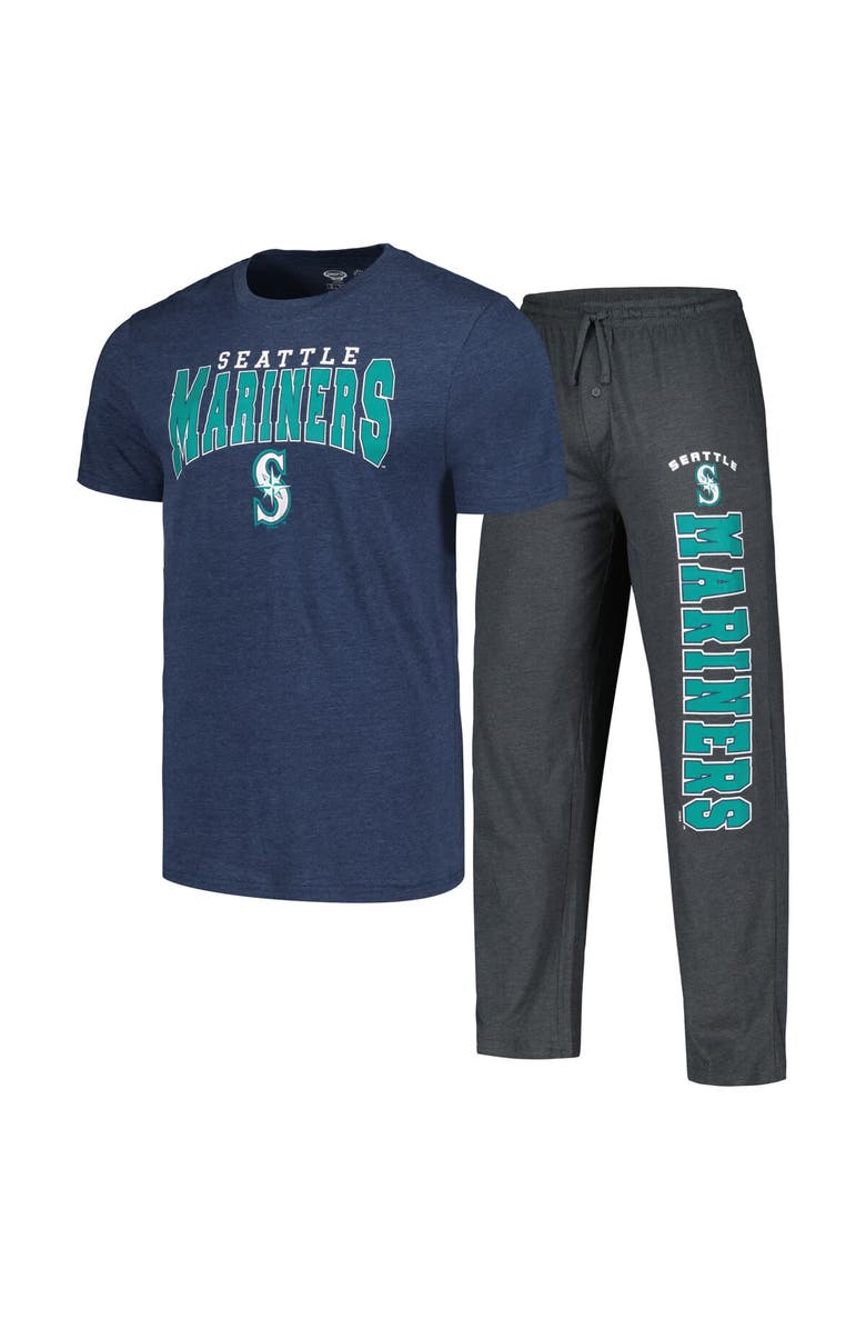 CONCEPTS SPORT Men's Concepts Sport Charcoal/Navy Seattle Mariners Meter T-Shirt & Pants Sleep Set, Main, color, 