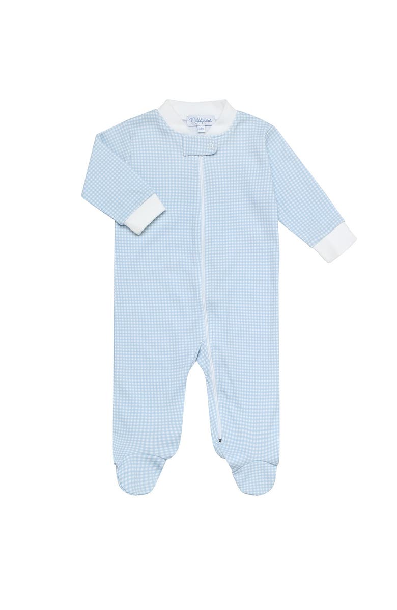 Nellapima Blue Gingham Zipper Footie - Baby, Alternate, color, Blue