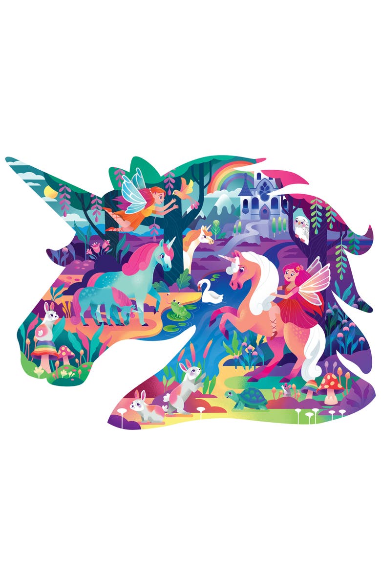 Jr. Jigsaw 100Piece Jigsaw Puzzle Magical Unicorn Forest Puzzle & Coloring Book, Alternate, color, 