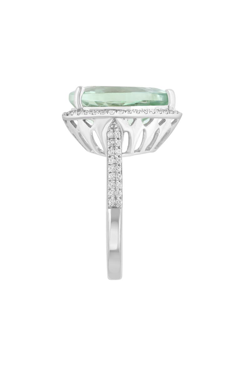 Sterling Silver Pear Cut Green Quartz Cubic Zirconia Halo Ring, Alternate, color, GREEN