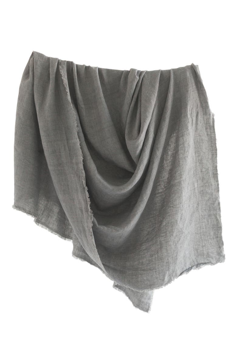 Creative Women Stone Washed Linen Throw, Main, color, Grey