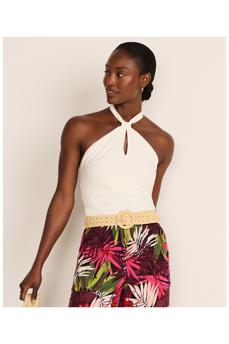Slender Twist Front Halter Top, Alternate, color, Ivory