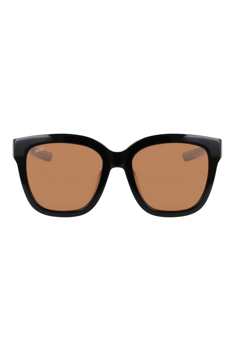56mm Butterfly Sunglasses, Main, color, BLACK/ COGNAC/ BROWN