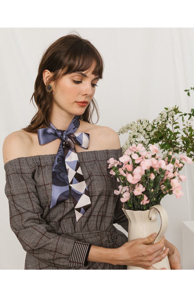 Lost Pattern "Prism" Silk Skinny Scarf, Alternate, color, Blue