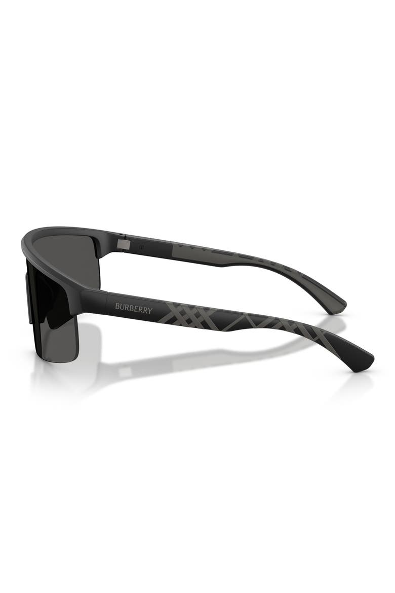 BE4498 138mm Rectangle Shield Sunglasses, Alternate, color, MATTE BLACK / DARK GREY