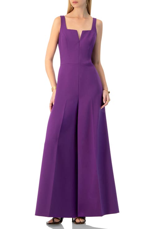 Wide-Leg Jumpsuit with Classic Strap and Squared Neck