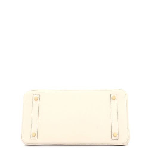 Pre-owned Hermes  Hermes Birkin Handbag Light Clemence With Gold Hardware 30 In White